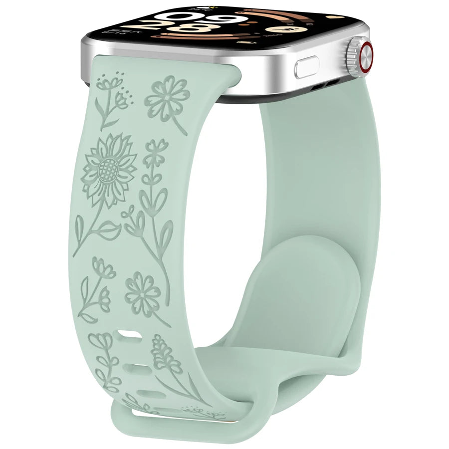 3D Carved Flowers Strap For Xiaomi Mi Smart Band 8 Pro/9 Pro/10 Pro Replacement Sport WristBand For Redmi Watch 4 5 6 Bracelet