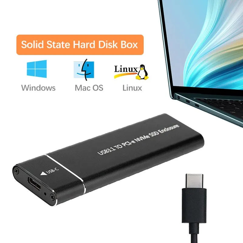USB3.1 M.2 NVME SSD Enclosure Mobile Case Supports NVME Protocol To Type-C Solid Metal External Hard Disk Case Laptop Phone SSD