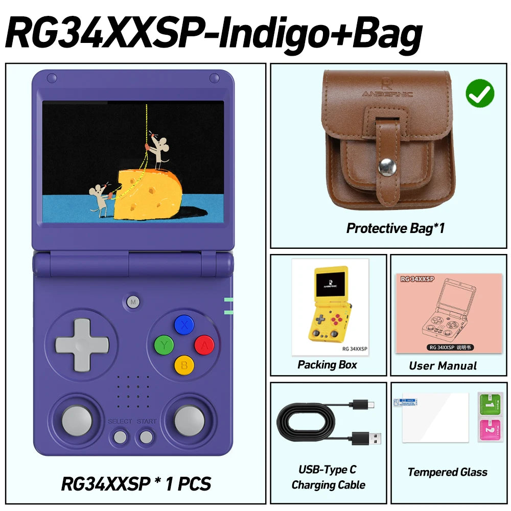 Anbernic RG34XXSP 3.4-Inch IPS Linux 64-bit Game Console H700 Quad-Core 1GB Retro Game Player HD-Connect To TV RG 34XXSP 3300mAH