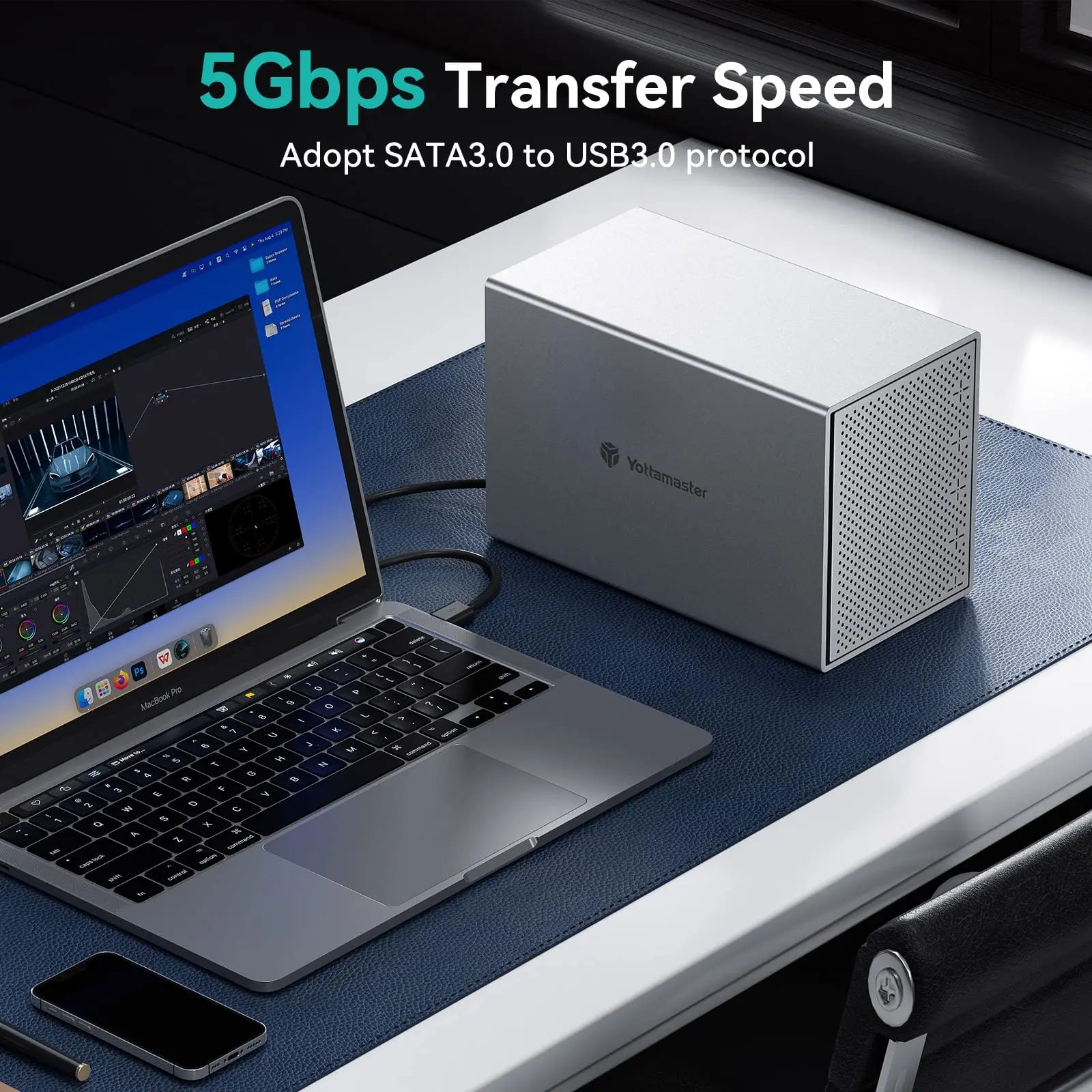 【Local Warehouse!】Yottamaster Aluminum PS500C3 USB3.1 Type C External Hard Drive Enclosure for 2.5" 3.5" SATA HDD SSD Storage