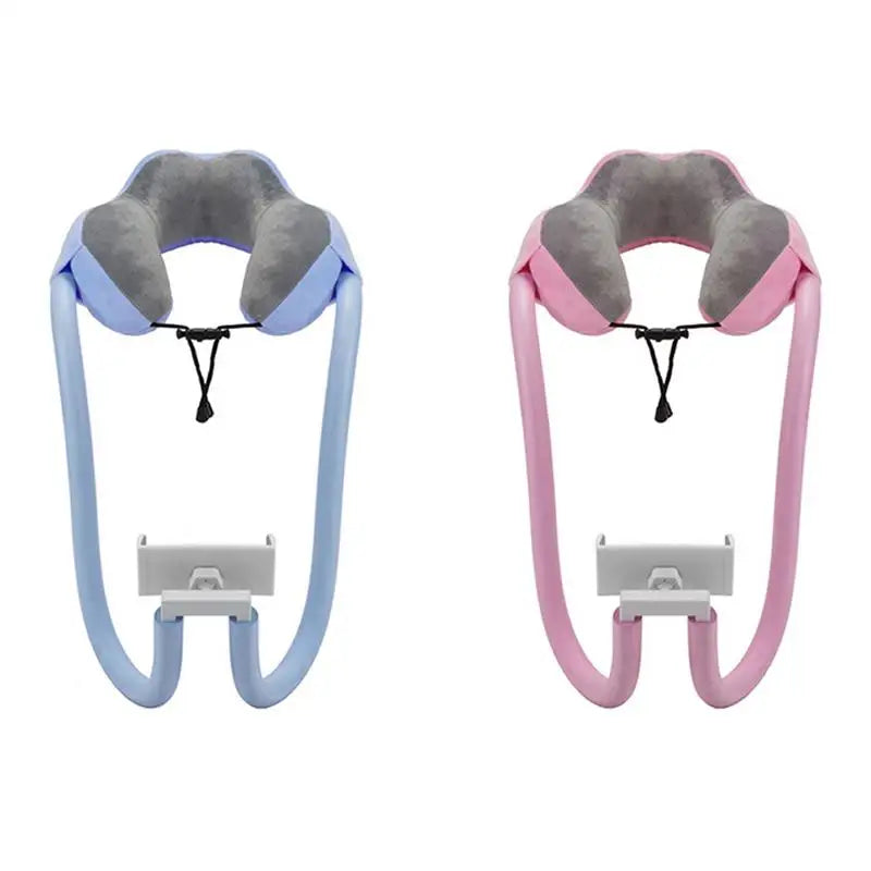 U-Shaped Neck Pillow With Gooseneck Tablet Phone Holder Sleep Cushion with Flexible Phone Reading Holder for Travel Office