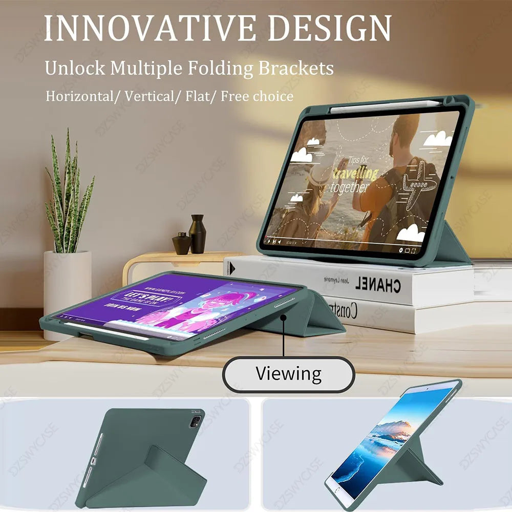 Y-Trifold Case for iPad Pro 11 Inch (2022/2021/2020, 4th/3rd/2nd Generation), with Pencil Holder, Auto Sleep/Wak Cover