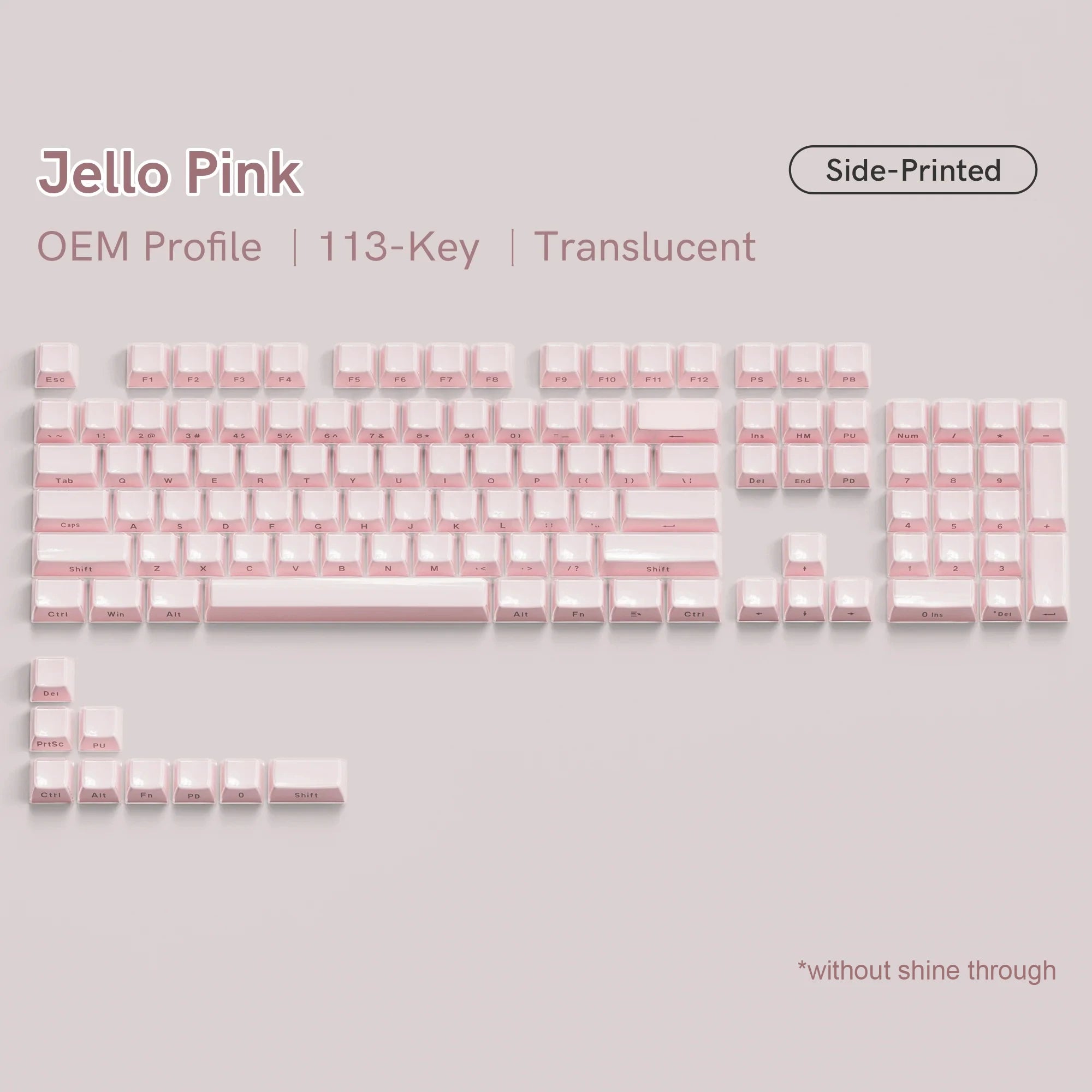 OEM Profile Pink Jello Crystal Keycap Translucent Clear Keyboard Keycap for Cherry Gateron MX Switches Mechanical Gamer Keyboard