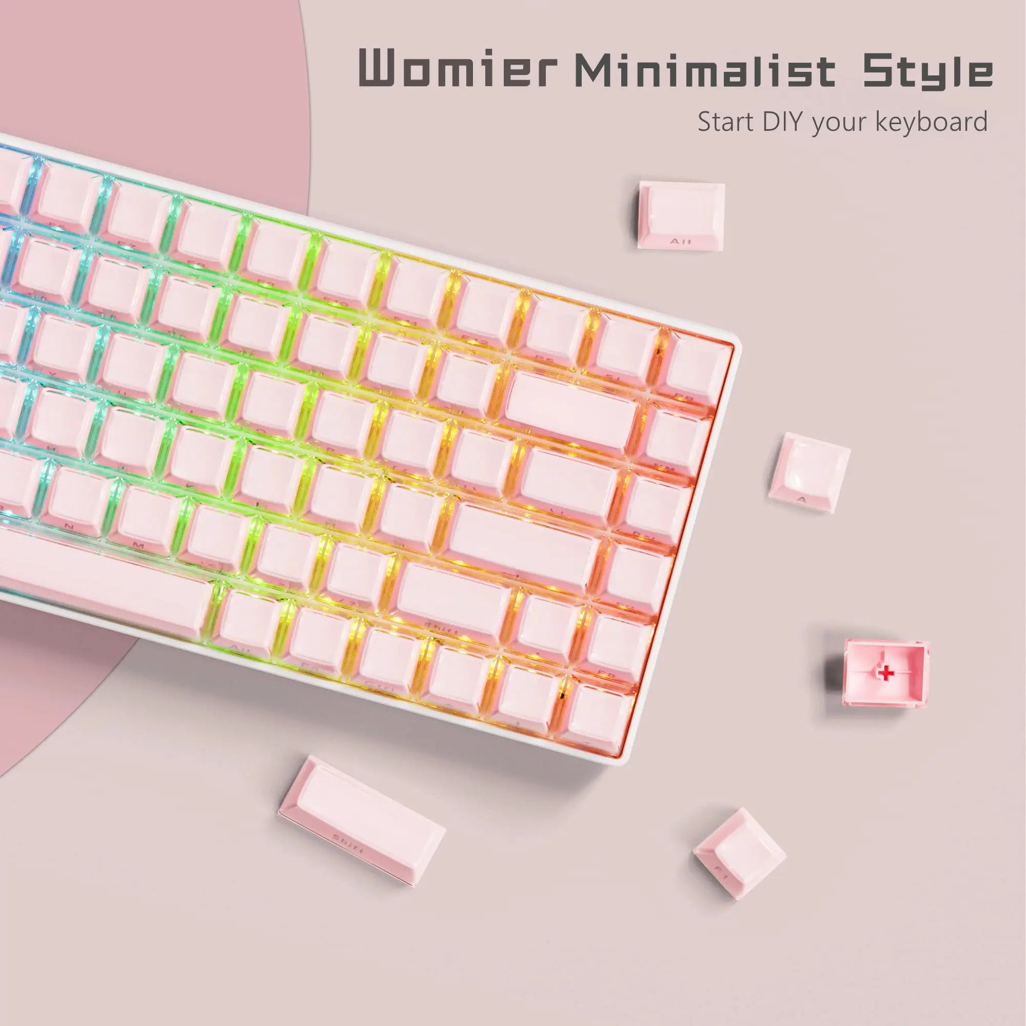 OEM Profile Pink Jello Crystal Keycap Translucent Clear Keyboard Keycap for Cherry Gateron MX Switches Mechanical Gamer Keyboard