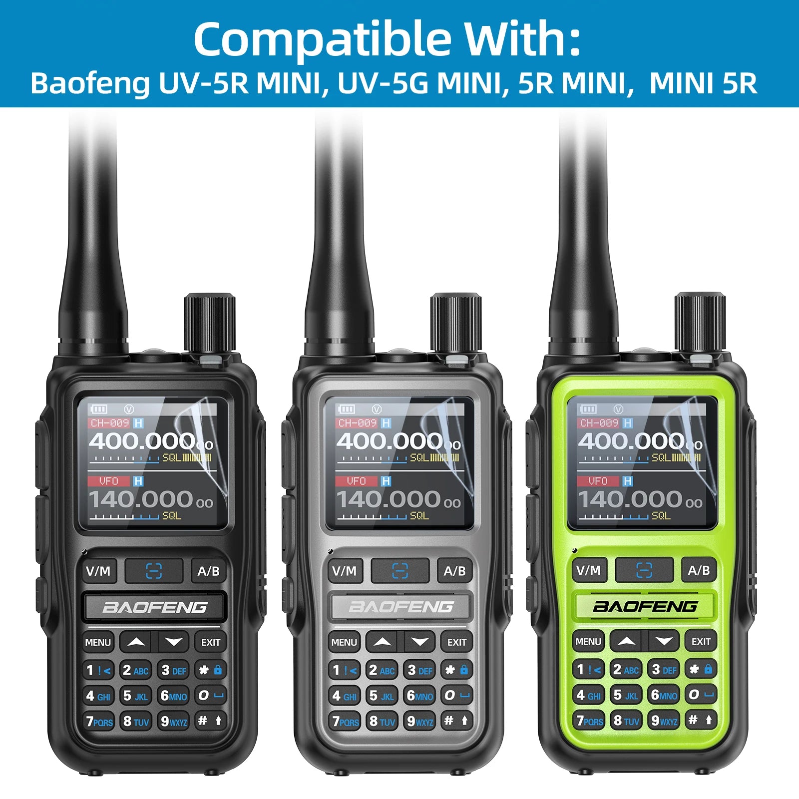 BAOFENG UV-5R Mini Walkie Talkie Screen Protector Cover Protective Film Waterproof compatible with UV-5R Mini Mini-5  Ham Radio