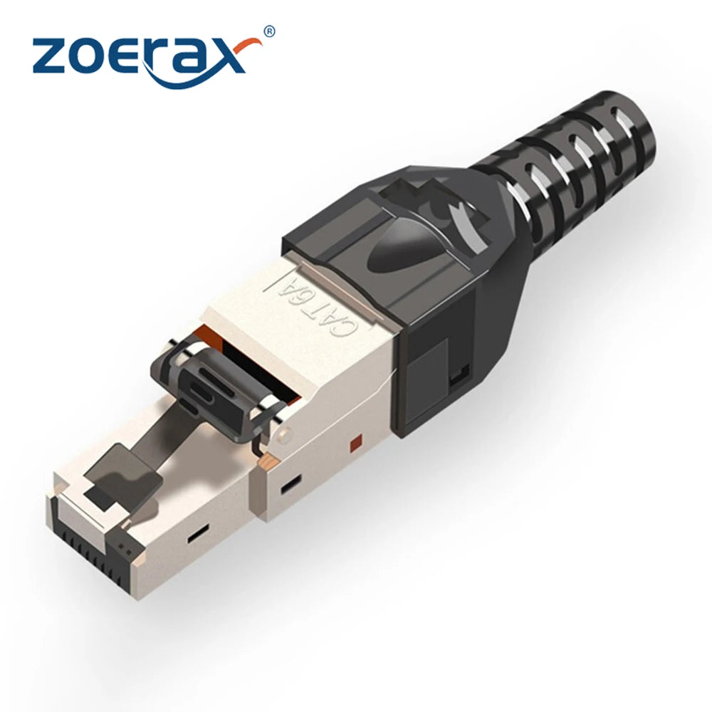 ZOERAX 1PCS RJ45 CAT8 Cat7 CAT6A Tool-Free Connector Toolless RJ45 Termination Plug Reusable Shielded for Ethernet Cables POE