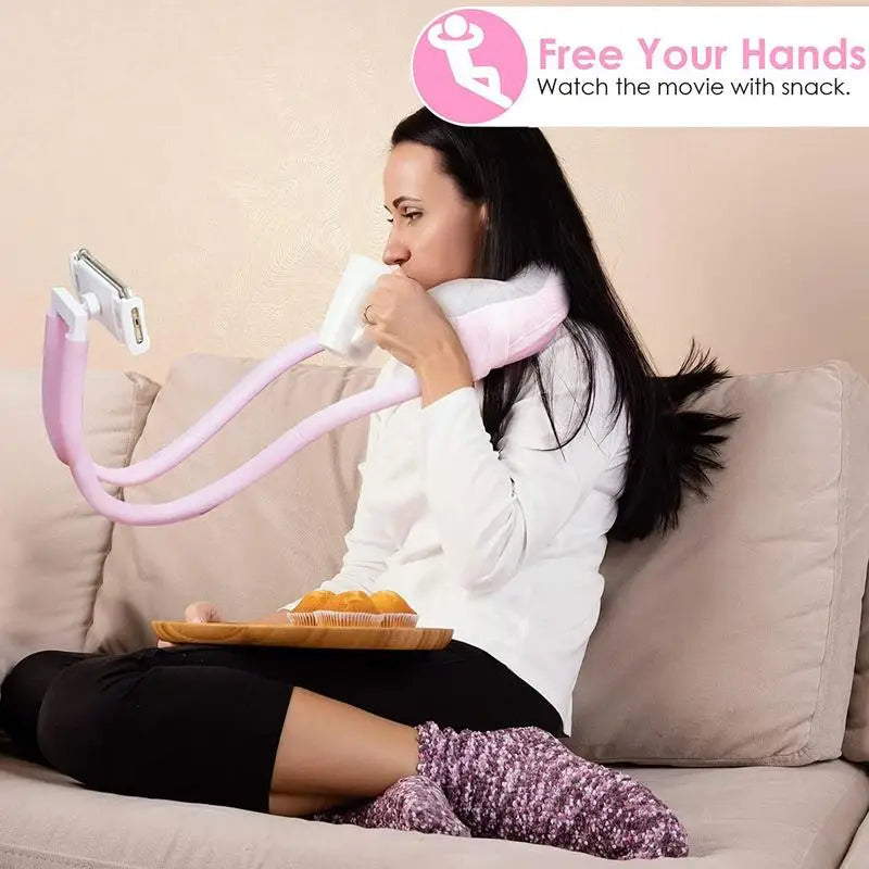 U-Shaped Neck Pillow With Gooseneck Tablet Phone Holder Sleep Cushion with Flexible Phone Reading Holder for Travel Office