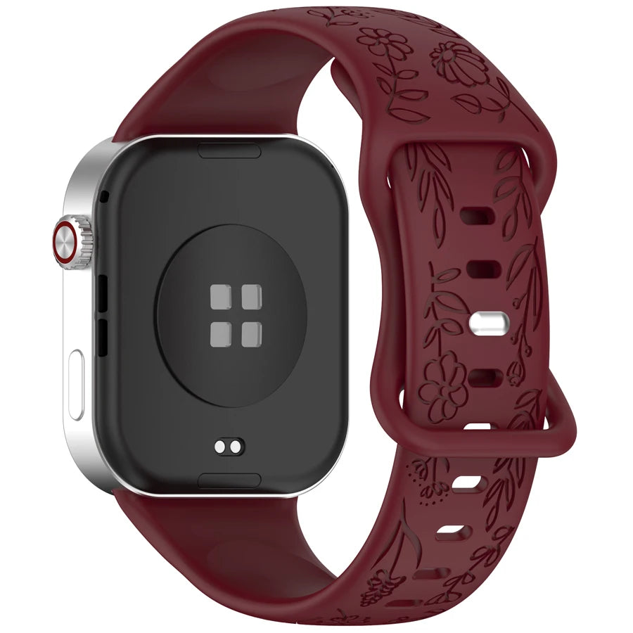 3D Carved Flowers Strap For Xiaomi Mi Smart Band 8 Pro/9 Pro/10 Pro Replacement Sport WristBand For Redmi Watch 4 5 6 Bracelet