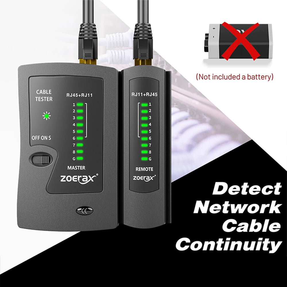 ZOERAX Network Ethernet Cable Tester for LAN RJ45 Cat5 Cat5e Cat6 Cat6a Cat7 UTP/Shielded Cable and RJ11 RJ12