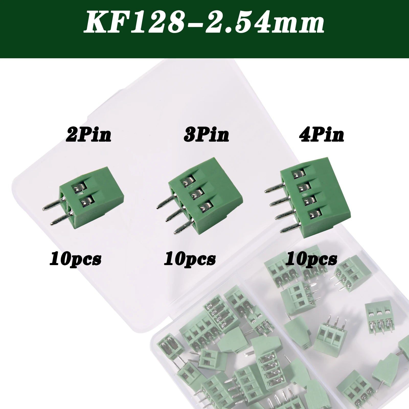 KF128 2.54mm PCB Screw Terminal Block Connector Kit For Wires 2P 3P 4P 5P 6P 7P 8P 9P 10P 12P 14P 16P