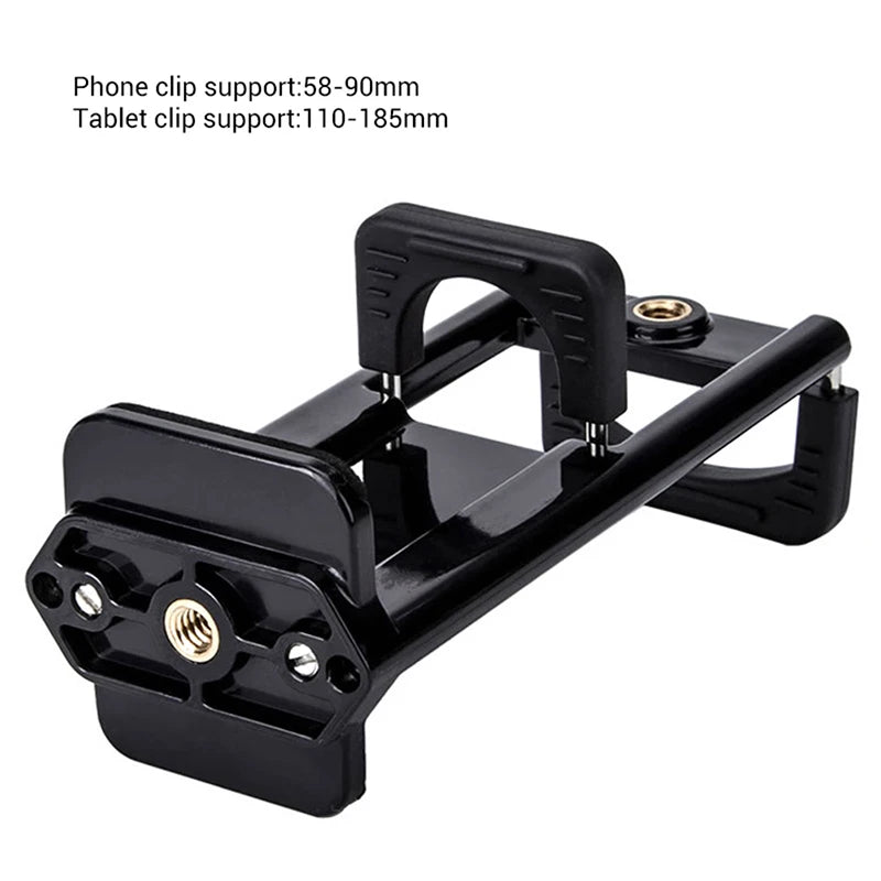 1pc Universal Tablet Phone 2 In 1 1/4" Tripod Mount Clamp Holder Bracket Selfie Clip Tablet Stand Holder