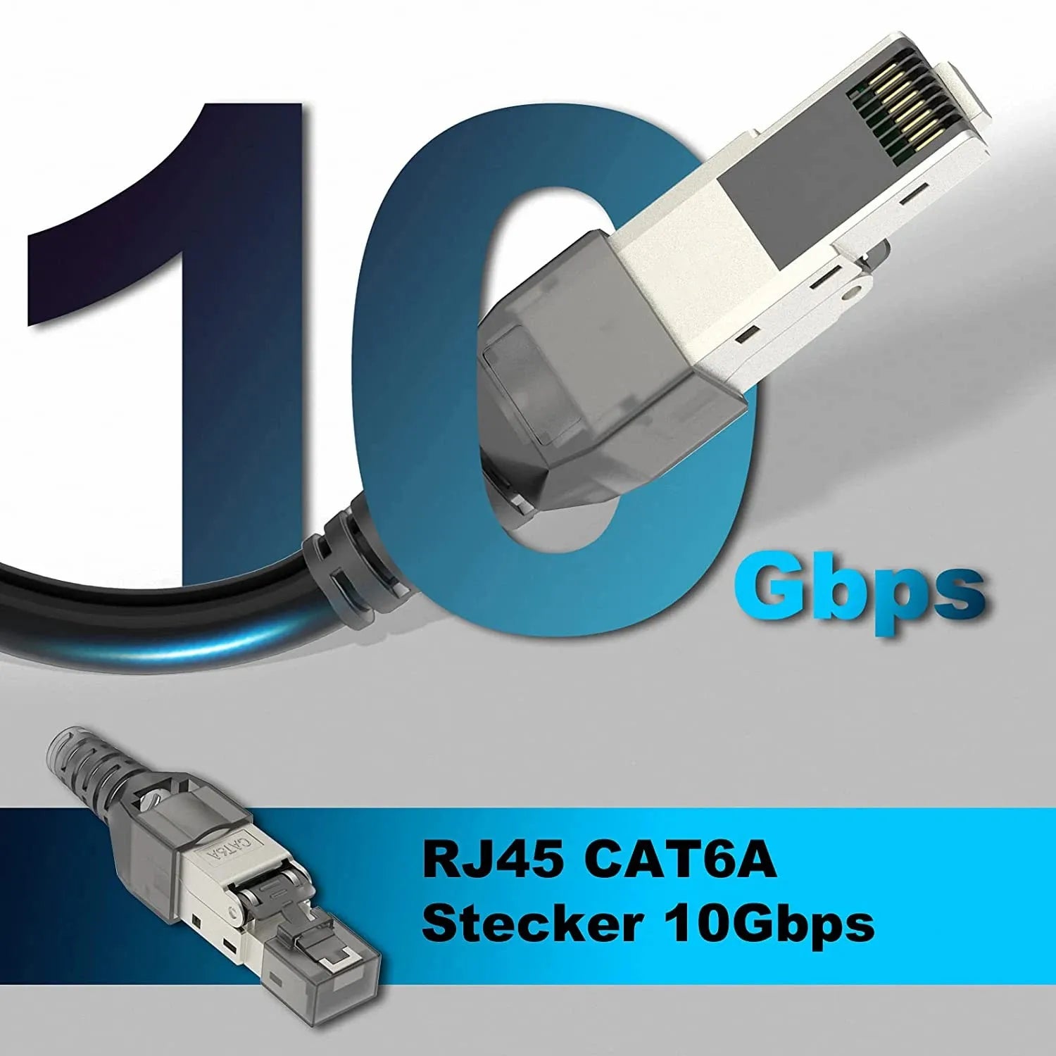 ZOERAX 1PCS RJ45 CAT8 Cat7 CAT6A Tool-Free Connector Toolless RJ45 Termination Plug Reusable Shielded for Ethernet Cables POE