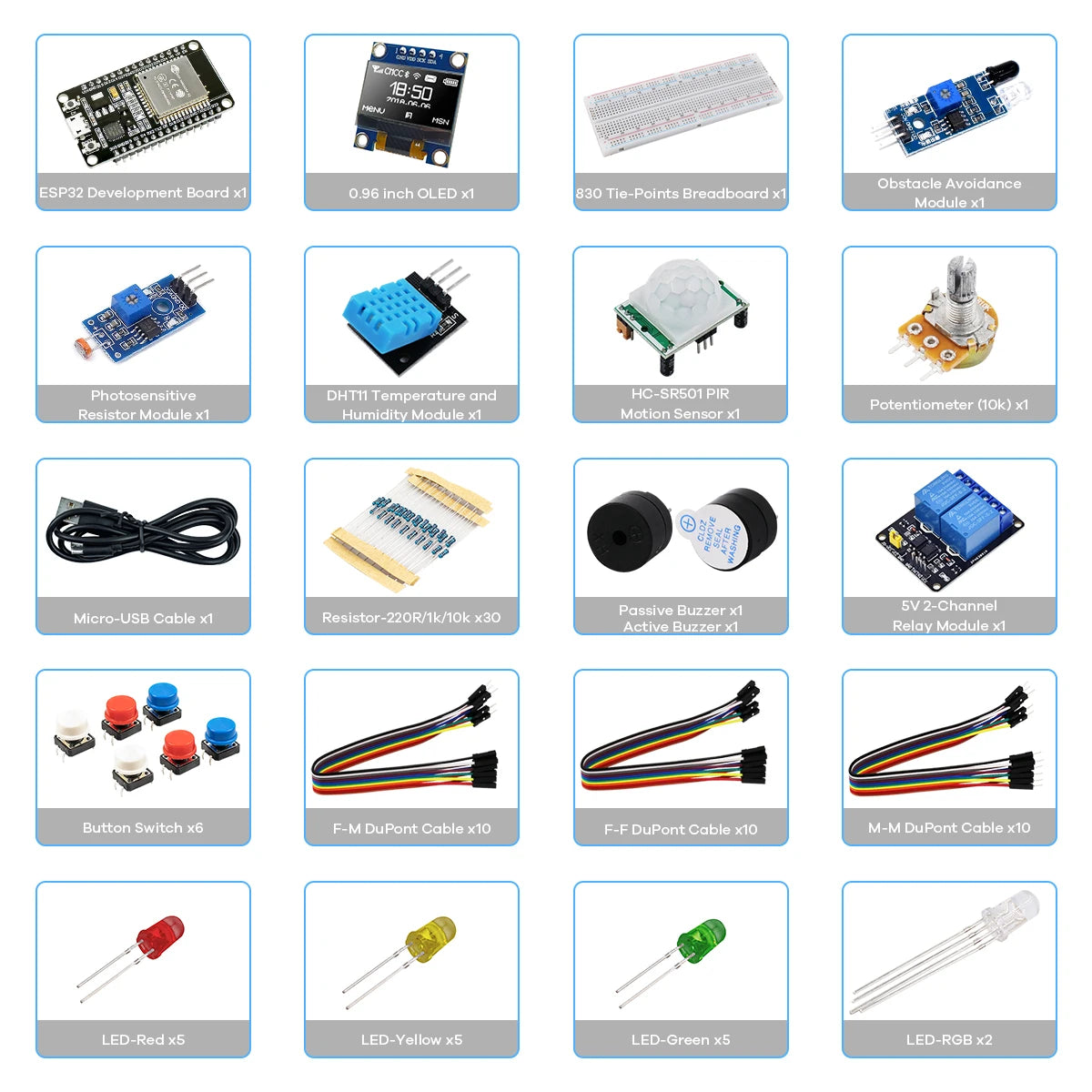 Basic Starter Kit for ESP32 ESP-32S WIFI Development Board for Arduino Project Learning Kit with Tutorials ESP32 Kit with Box