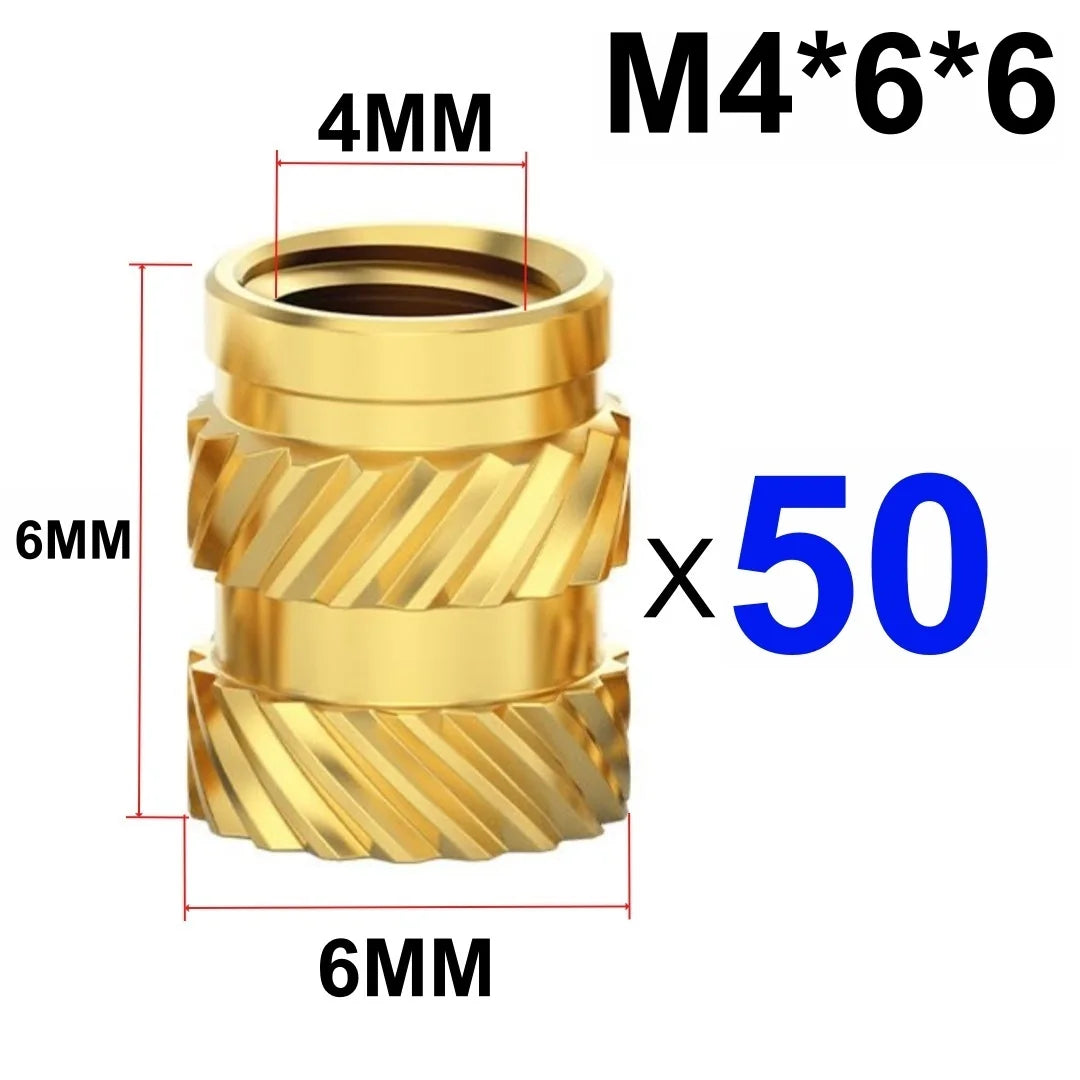 50/100 Pcs Heat Insert Embedment Nut M3 M4 M5 Threaded Knurled Brass Screw Nuts For 3D Printer Voron 2.4 And Others