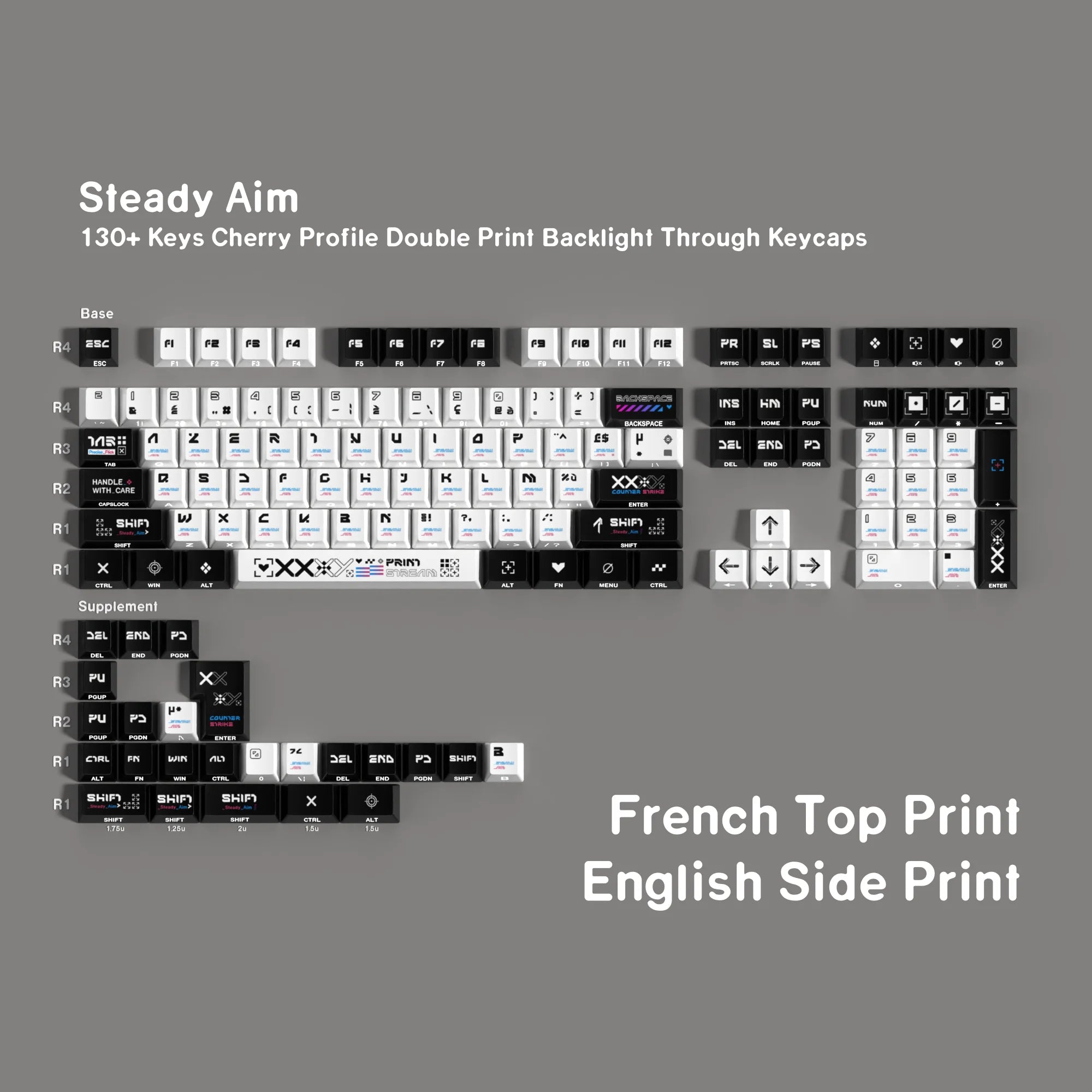 ISO FR DE ES Keycaps Korean Keycap PBT Cherry Keycaps Custom Black White Double Print Side Backlit For Game Mechanical Keyboard