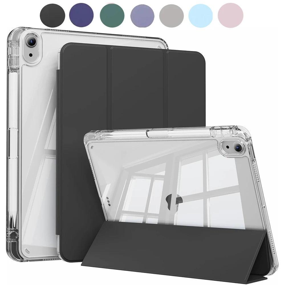 Case for iPad 5 6 7 8 9 10 11 Air 1 2 3 4 5 6 7 Mini 6 7 PC Matte Clear Transparent Acrylic Back Shell Auto Wake/Sleep