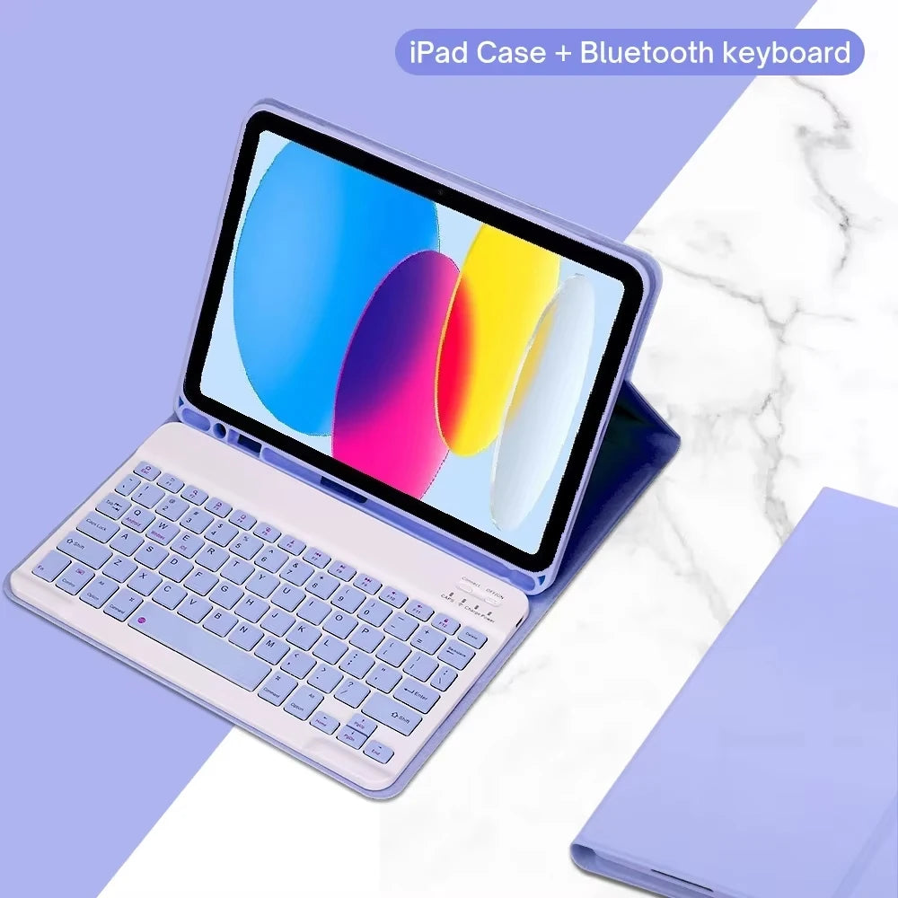Keyboard Case For iPad 11 (A16) 2025/iPad 10th Generation 2022 10.9inch,Detachable Stand Folio Keyboard Cover With Pencil Holder