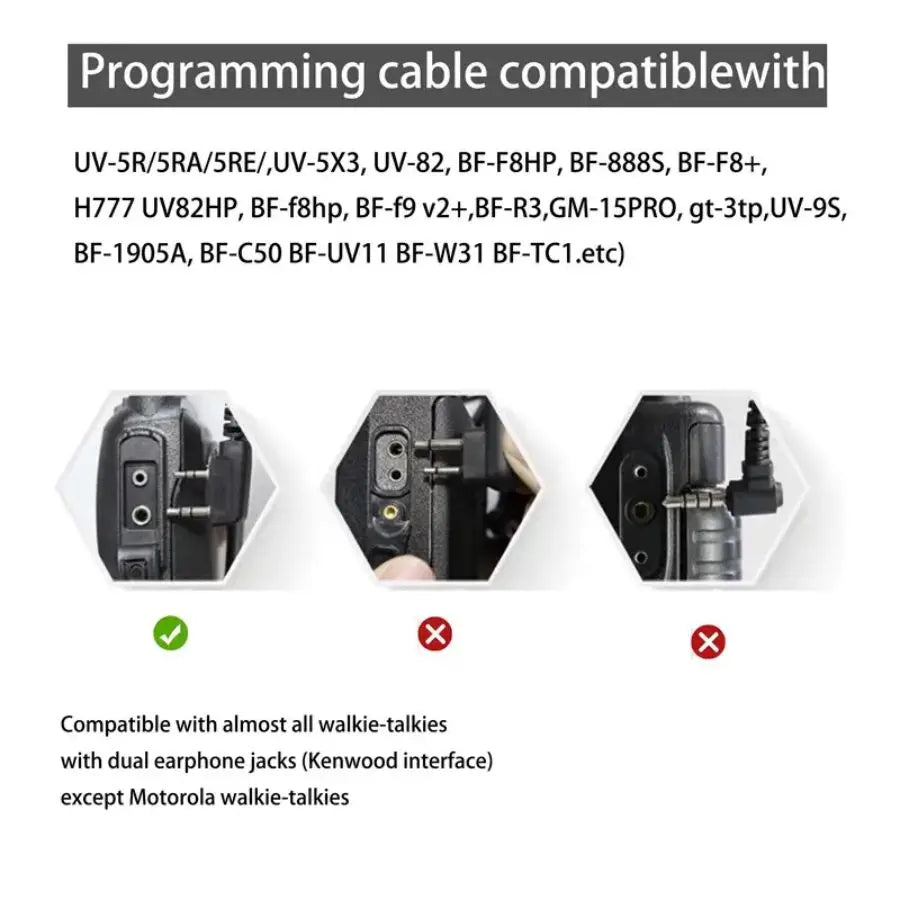 Walkie Talkie Programing Cable For Baofeng, Quansheng, Retevis, Kenwood Two-way Radio