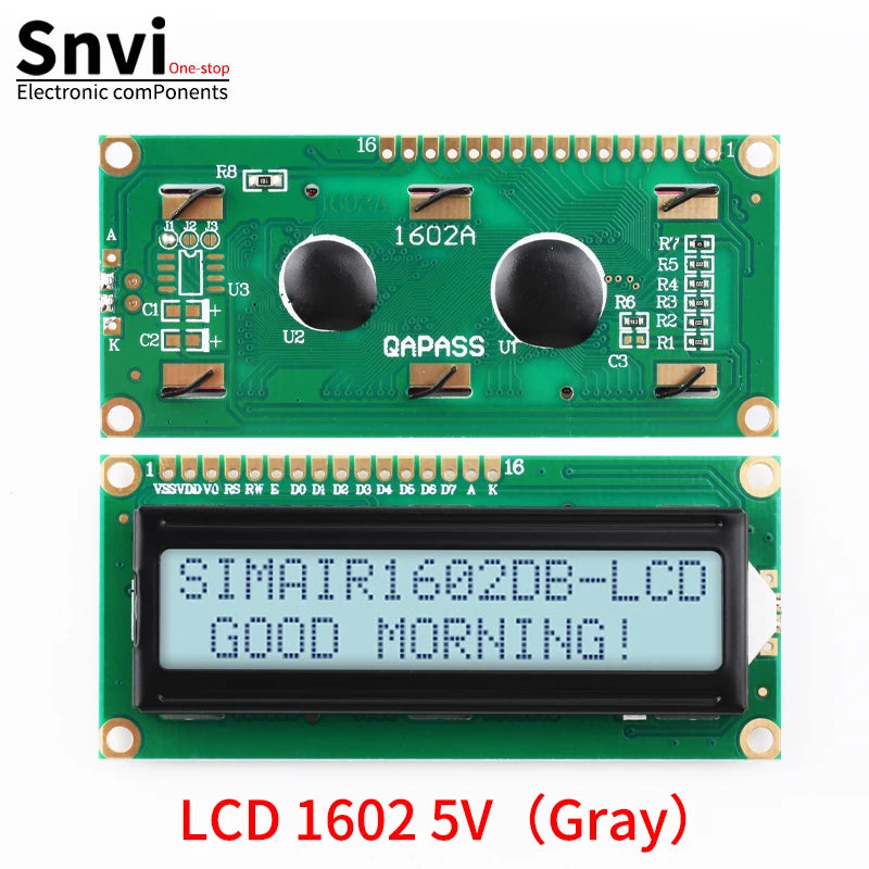 Snvi LCD1602 1602A LCD Display Module 16x2 Character Blue Yellow Green Gray Screen PCF8574 I2C IIC Interface 5V for Arduino