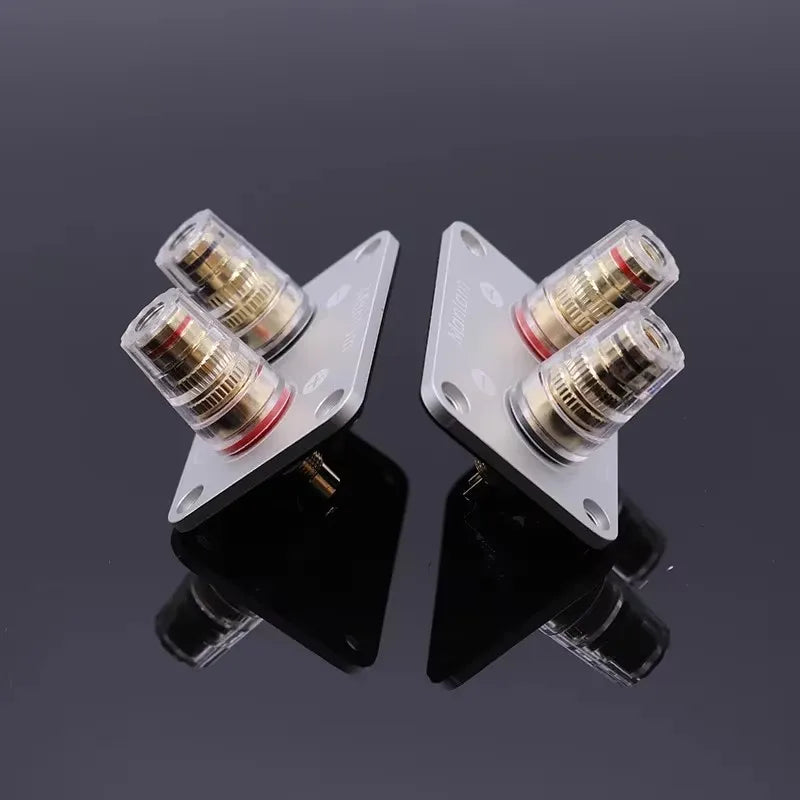 2-Way Audio Speaker Binding Post Crystal Pure Copper Wiring Terminal Box Banana Plug Connector For HiFi Amplifer DAC