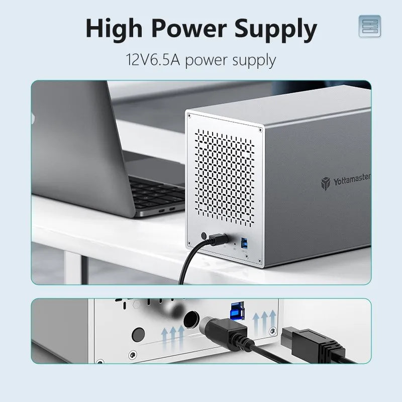 【Local Warehouse!】Yottamaster Aluminum PS500C3 USB3.1 Type C External Hard Drive Enclosure for 2.5" 3.5" SATA HDD SSD Storage