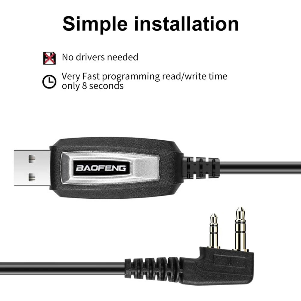 USB Programming Cable With CD For Baofeng UV-5R 888S 82 UV-S9PLUS UV-13 16/17/21 Pro USB K-type Interface Walkie Talkie Radio