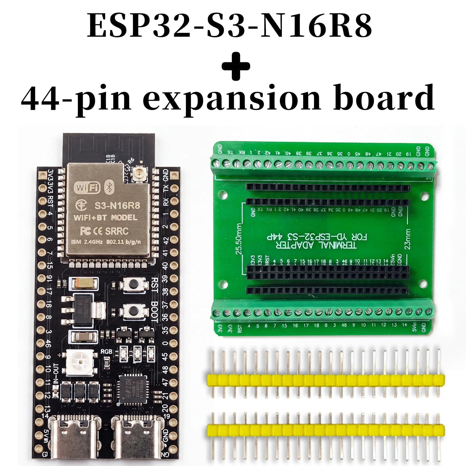 ESP32-S3 Development Board WiFi Bluetooth 5.0 Dual-Core 240MHz N16R8 N8R8 8MB PSRAM Dual USB-C 44PIN Adapter for MicroPython IoT