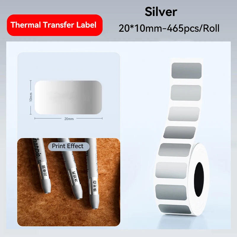 For NiiMBOT M2 Transfer Label Printer White Transparent Dazzling Color Label Sticker Paper Adhesive for Office/Outdoor Keep Long
