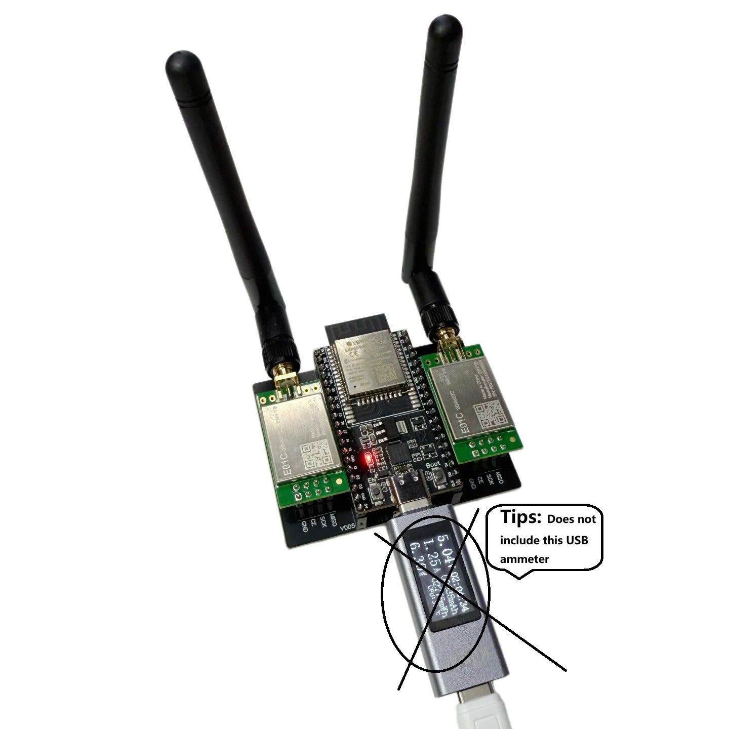 NRF24L01 High Power Version with ESP32-DevKitC+E01C 5V2A Power Supply for Long Distance 2.4G Bluetooth Testing