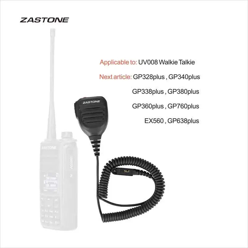 ZASTONE UV008 Microphone Walkie Talkie Megaphone Hand Pussy Speaker Two wya Radio Accessories PTT Transmitter 6-pin plug