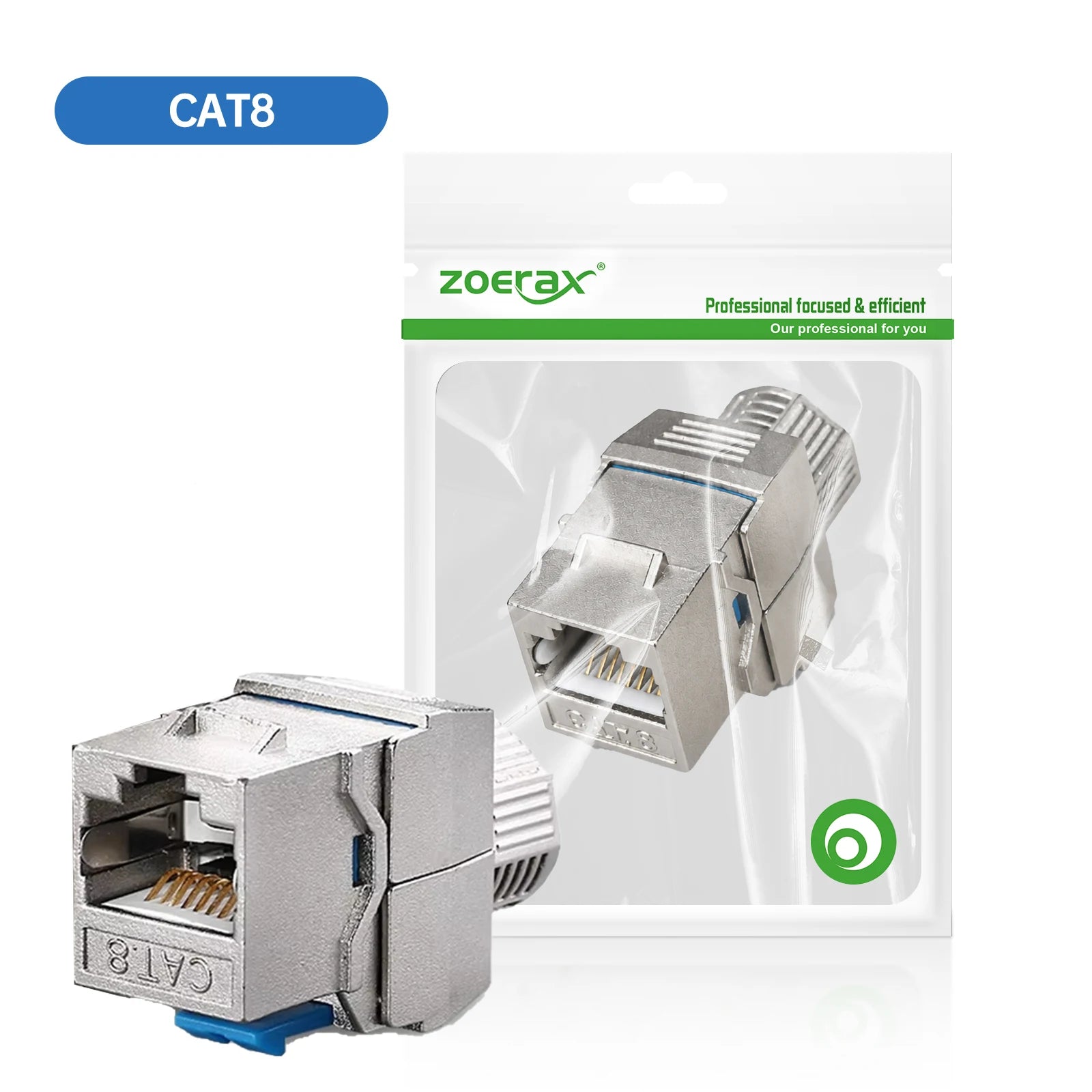 ZoeRax Cat6a Cat7 Cat8 Keystone Jack, RJ45 STP Tool-Less Type Zinc Alloy Module Shielded Keystone Jack Adapter 40 Gigabit