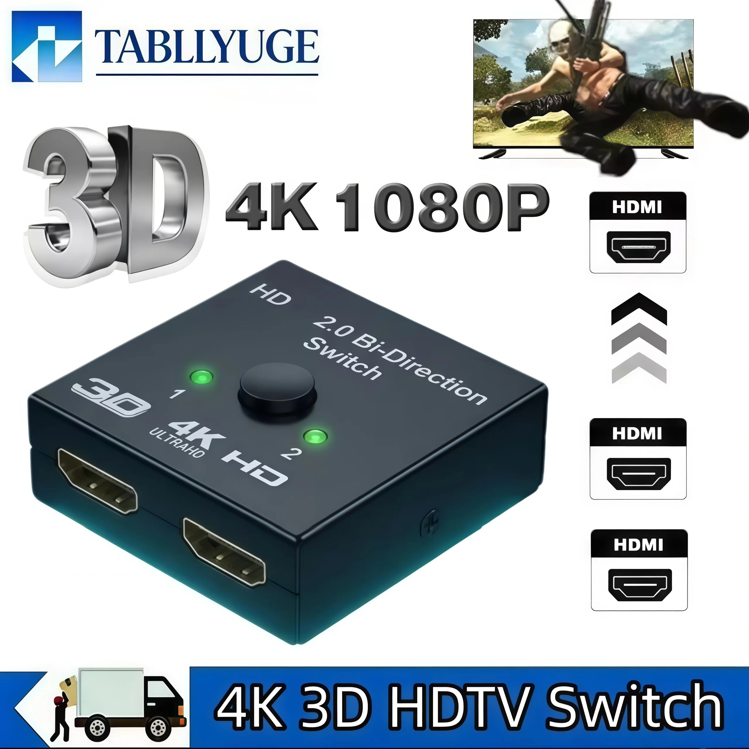 4k Switch Bi-Direction 2.0 Splitter HDMI-compatible 1x2/2x1 Adapter2 in 1 out Converter for  Switcher PS4 Pro/4/3 TV Box
