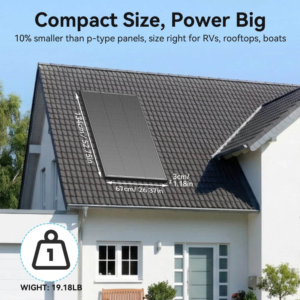 Rvpozwer 200w High Efficiency Black Monocrystalline Solar Panel With Busbar Hidden Technology For RVs Trucks Vehicles Home Power