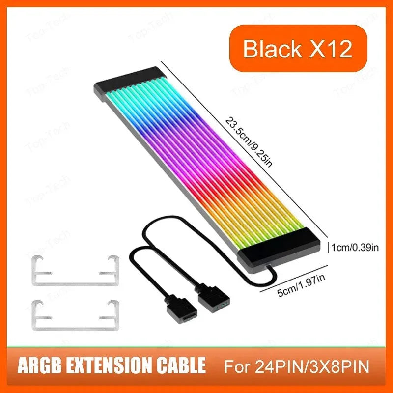 Suitable for Power Cables, Pc Rgb Light Strip, Pc Rgb Gpu 5V 3Pin Argb Synchronized Pc Extension Cable, Compatible with 6-Pin, 8-Pin, 12-Pin, 16-Pin, 24-Pin