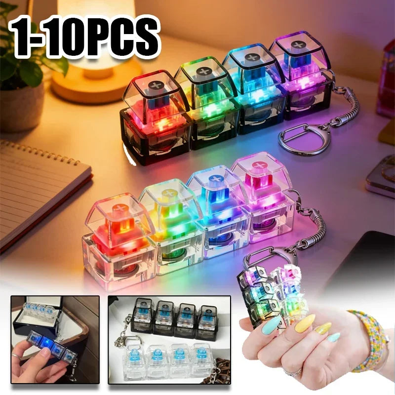 4-Button Fingertip Keyboard Keychain RGB Keyboard Fidget Toy With Lights For Stress Relief Decompression Calming