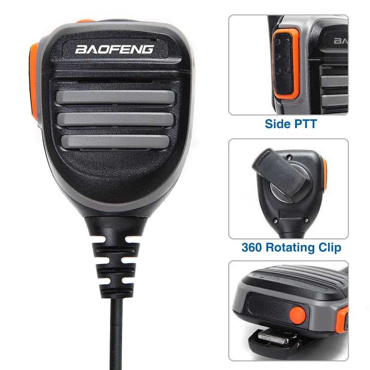 BaoFeng Walkie Talkie 2 Pin PTT Speaker Mic Wholesale for Quansheng UV-K5 K6 Baofeng UV-5R BF-888S UV-5RH 21 17 PRO HAM Radio
