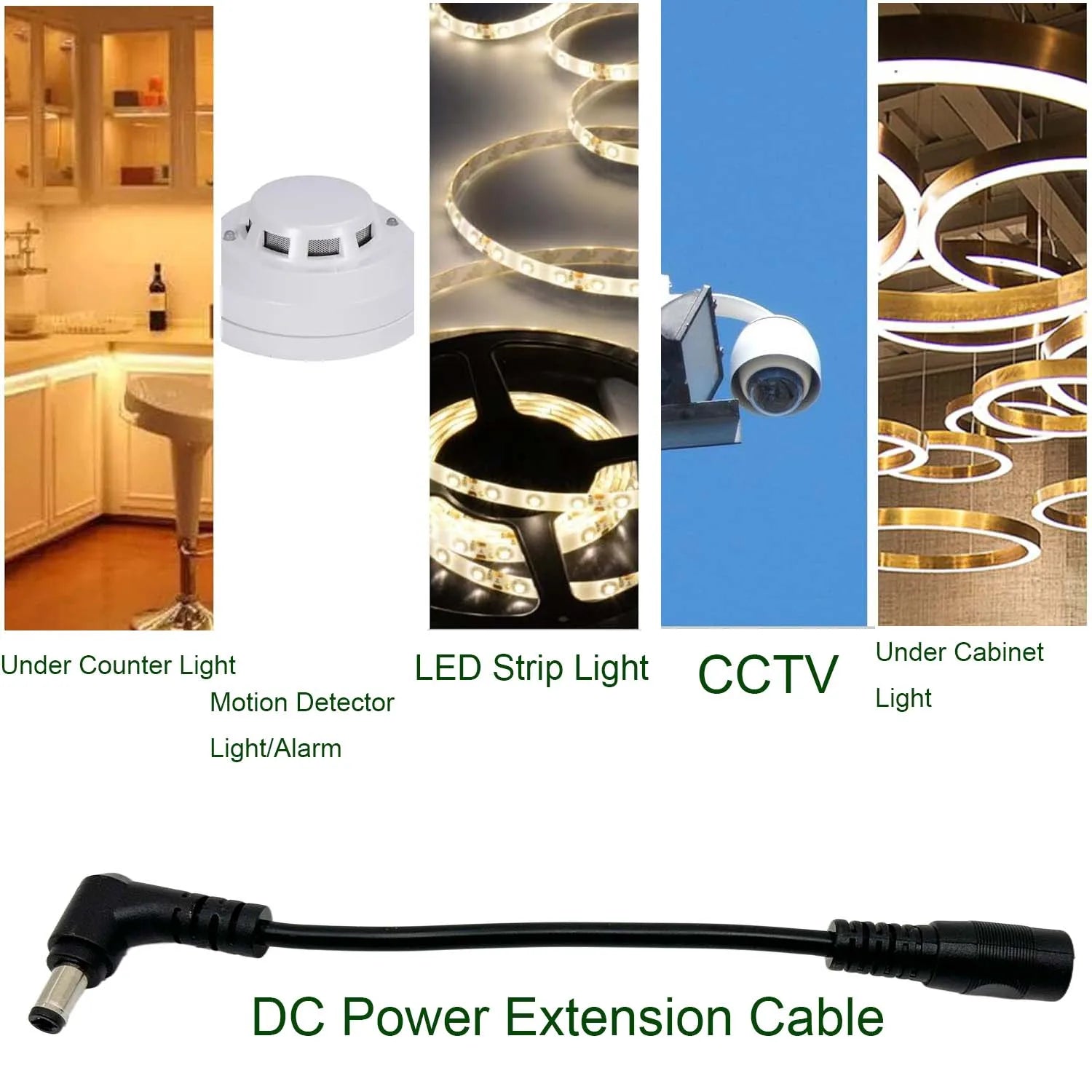 2pcs CCTV DC Power Plug 5.5mm X 2.5mm Male Right Angle To 5.5mm X 2.1mm Female Adapter Extension Adapter Cable Cord LED Strip
