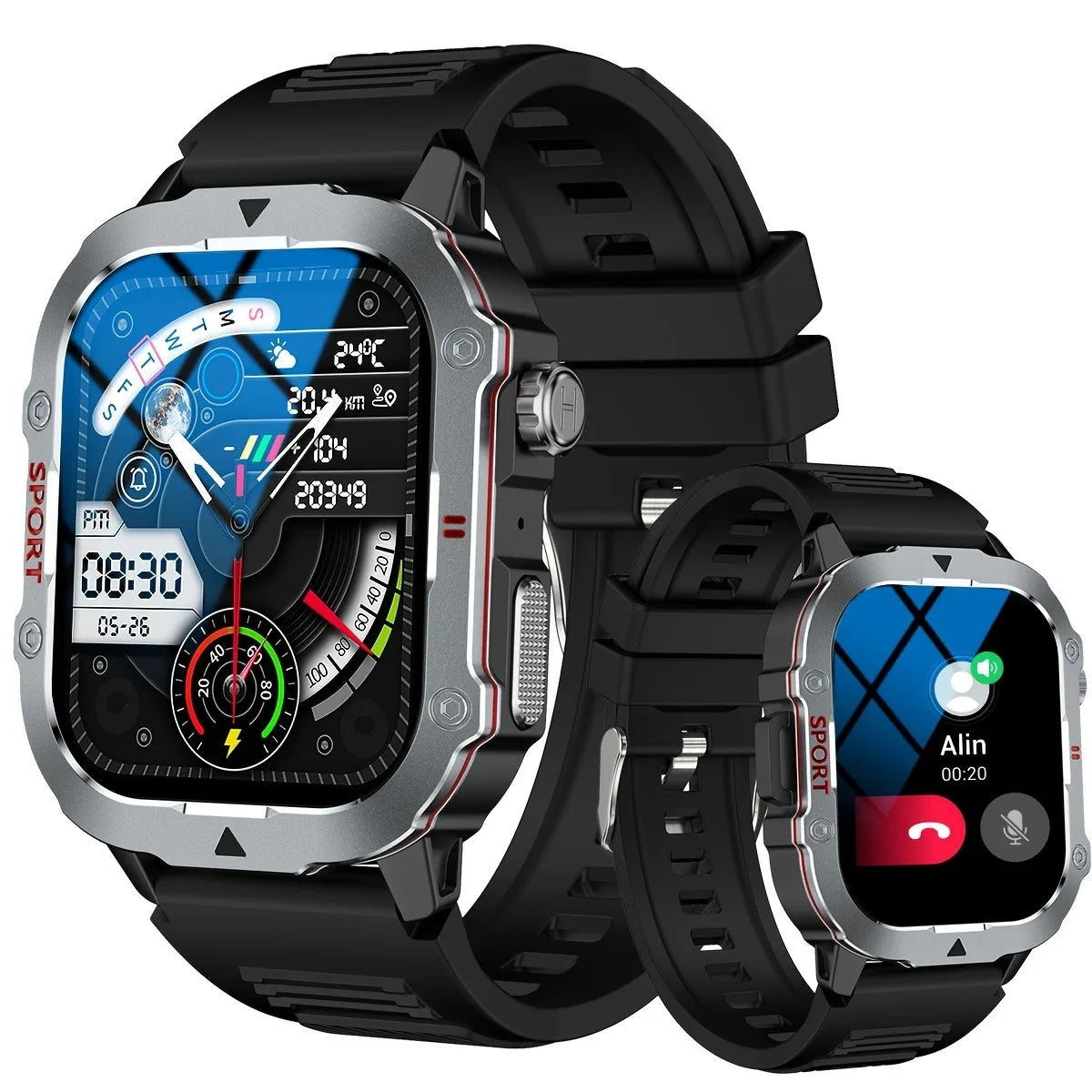 Smart Watch, Bluetooth Call, Message Reminder,Sport Reminder,Two Straps Optional, Suitable for IPhone/Android Phone
