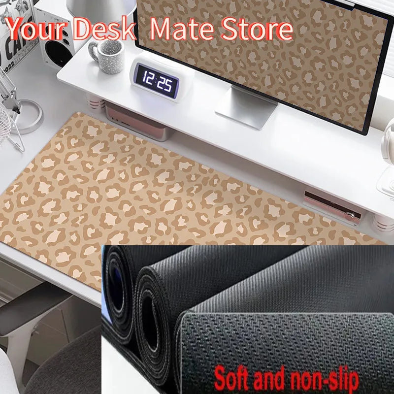 Pink Leopard Print Mouse Pad HD Printing Large Seaming Waterproof Mouse Pad Anti-slip Gaming Mouse Pad