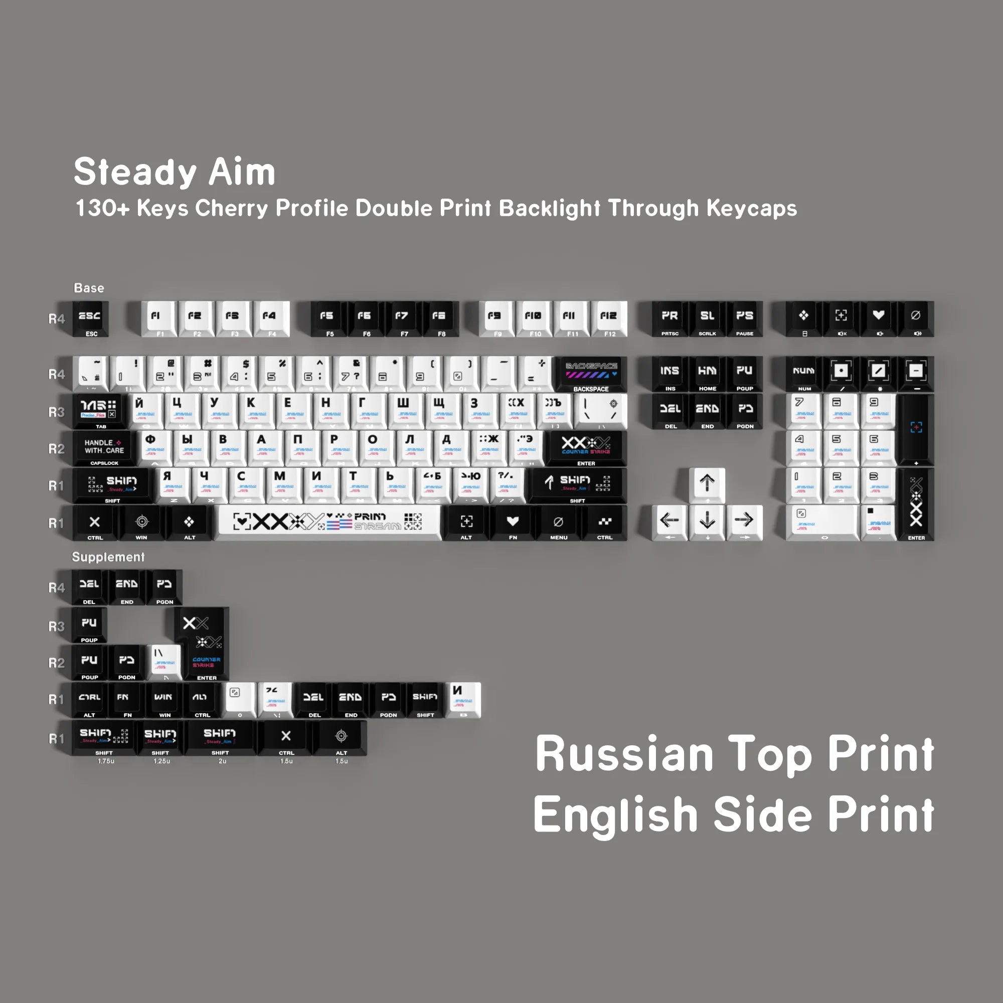 ISO FR DE ES Keycaps Korean Keycap PBT Cherry Keycaps Custom Black White Double Print Side Backlit For Game Mechanical Keyboard