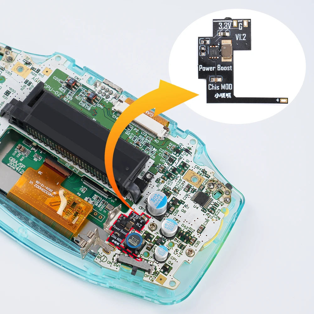 Chis MOD Power Boost V1.2 Power Module for GBA AGB-001 02-Revision Motherboards Improves SuperChis Prime Compatibility