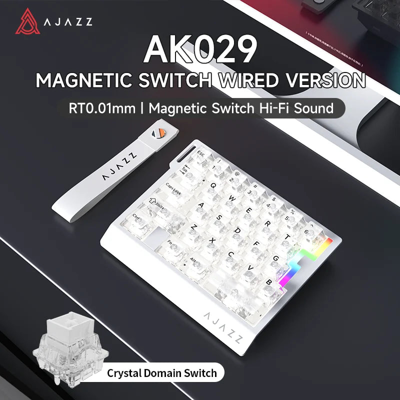 AK029 Wired Gaming Keyboard, 20 RGB Modes, 29 Keys, Hot-Swappable, Aluminum Panel
