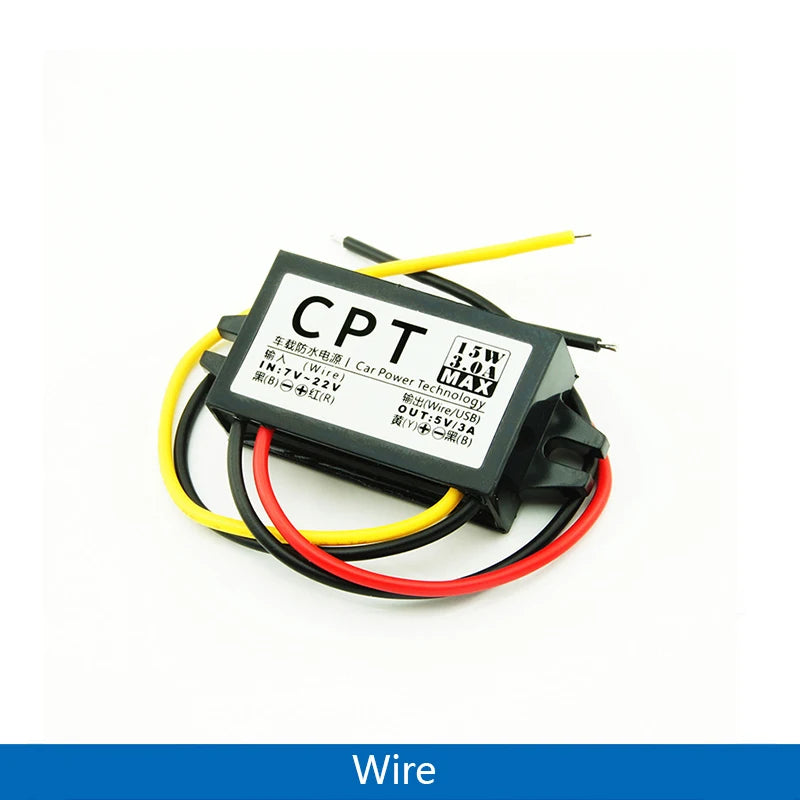 DC-DC 12V to 5V 3A 15W Car Power Converter Micro Mini USB Step Down Voltage Power Supply Output Adapter with Reverse Protection