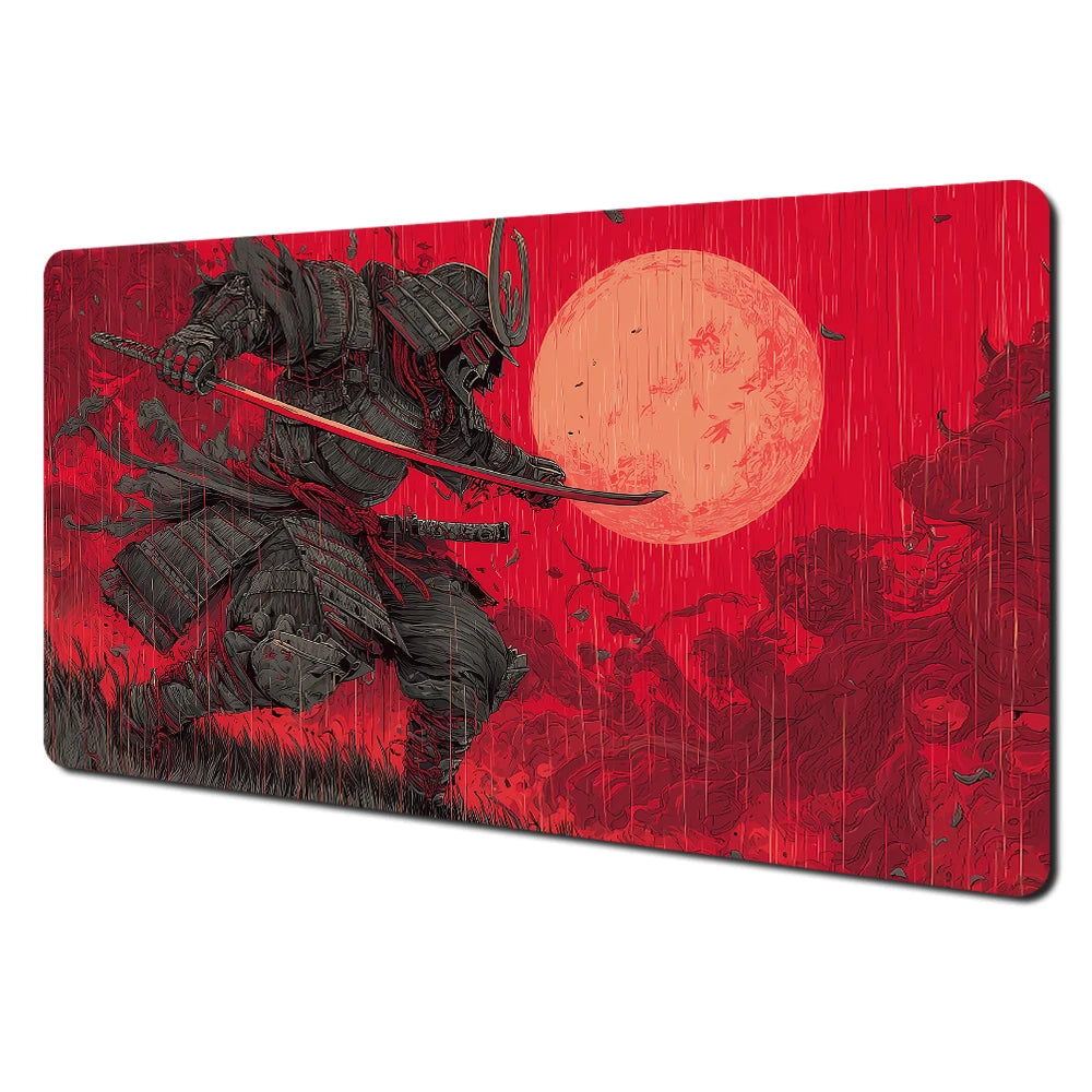 Japanese Ghost Samurai Pattern TCG Playmat Magic Card Battle Mat 35X60CM Deskmat Tapete Magic Mat Non-Slip Durable Stitched Edge