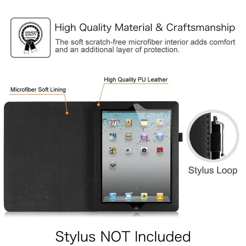 For iPad 2 3 4 Case PU Leather Tablet Cover for iPad 9.7 6th 10.2 8th 9th 11th 2025 Air 11 2 3 4th 5th 10.9 Pro 11 Funda Capa