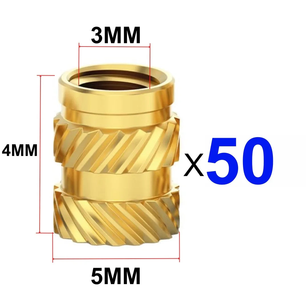 50/100 Pcs Heat Insert Embedment Nut M3 M4 M5 Threaded Knurled Brass Screw Nuts For 3D Printer Voron 2.4 And Others