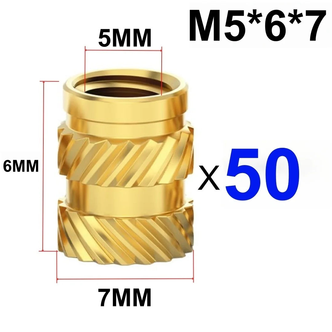 50/100 Pcs Heat Insert Embedment Nut M3 M4 M5 Threaded Knurled Brass Screw Nuts For 3D Printer Voron 2.4 And Others