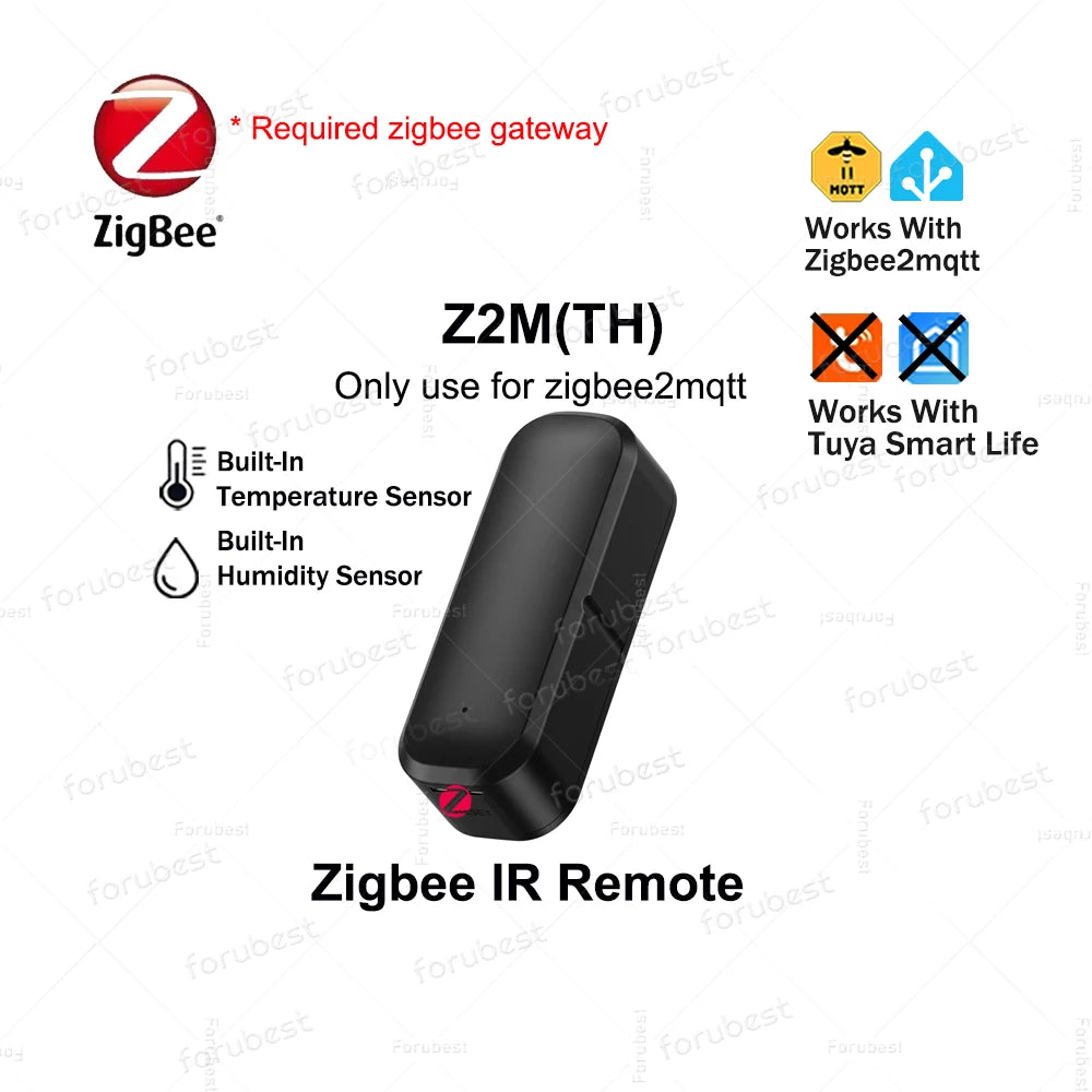 Smart Zigbee IR Remote with Temp&Humidity Sensor Wireless Universal Infrared Blaster For Zigbee2MQTT TUYA Smart Life Automation