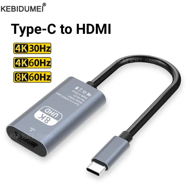 TYPE C to HDMI 8K 4K Adapter USB C USB3.1 Male to HDMI-compatible Female Converter Cable for Laptop Tablet TV MacBook