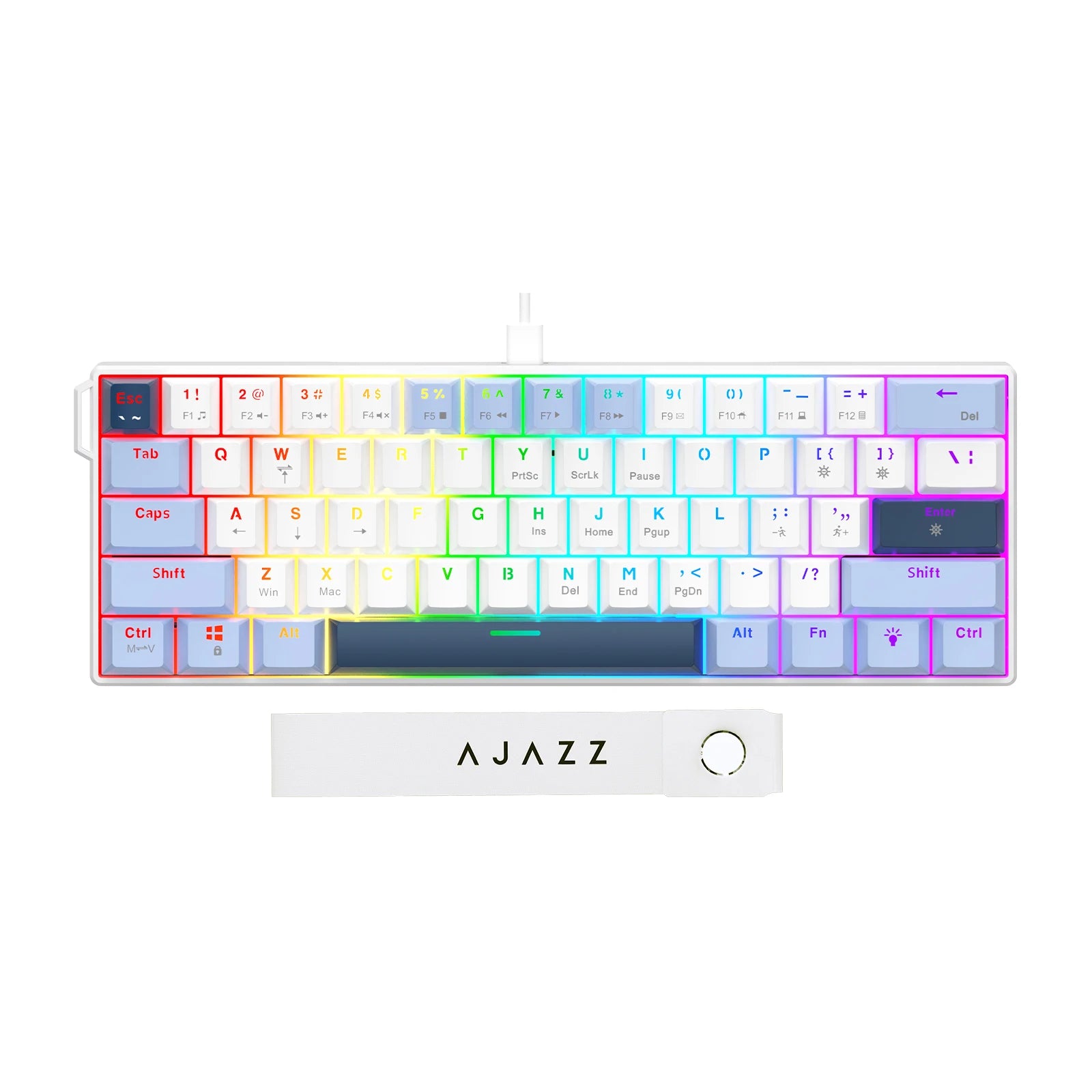 AJAZZ NK61 Wired Mechanical Keyboard, Mixed Backlight, Compact Mini Layout, Detachable USB-C Cable, Keycap Puller Included
